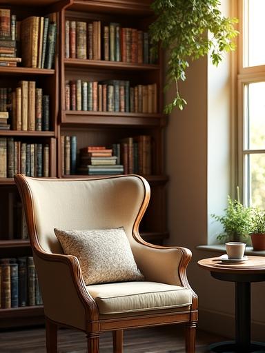 Inkwell & Brew の居心地よい読書コーナー